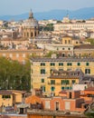 Panorama from the Gianicolo Terrace with the dome of Santi Biagio e Carlo ai Catinari Church in Rome, Italy. Royalty Free Stock Photo