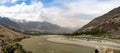 Panorama of Gilgit river, Gilgit-Baltistan Province Pakistan Royalty Free Stock Photo