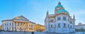 Panorama of Giuseppe Verdi Square with Teatro Sociale and Como Cathedral, Italy Royalty Free Stock Photo