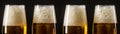 Panorama Glass of Beer or Ale on black background. White lager craft  Beer festival. Royalty Free Stock Photo