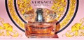 Milan, Italy - Panorama of a glass bottle of Versace perfume - September 03, 2023