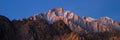 Panorama of Glowing Lone Pine Peak Sunrise, Alabama Hills, Lone Pine, California Royalty Free Stock Photo