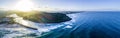 Panorama of Gold Coast coastline at sunset.