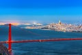 Panorama of the Gold Gate Bridge and San Francisco city at night, California Royalty Free Stock Photo