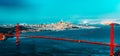 Panorama of the Gold Gate Bridge and San Francisco city at night, California Royalty Free Stock Photo