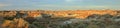 Dinosaur Provincial Park Landscape Panorama of Badlands in Evening Light, UNESCO World Heritage Site, Alberta Royalty Free Stock Photo