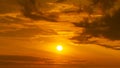 Panorama Golden hour sky and sun with clouds background Royalty Free Stock Photo