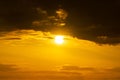 Panorama of Golden sky and clouds with sun natre background sunrise or sunset scene Royalty Free Stock Photo