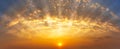 Panorama golden sky and clouds with sunrise nature background Royalty Free Stock Photo