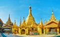 Panorama of golden Sule Paya, Yangon, Myanmar Royalty Free Stock Photo