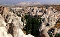 Panorama of the gorge and rocks of the White Valley of Baglidere near towns Goreme and Uchisar in Cappadocia, Turkey