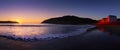 Panorama of Gorliz beach at sunset Royalty Free Stock Photo