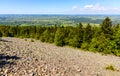 Gory Swietokrzyskie Mountains with Goloborze Lysa Gora stone run slopes on Swiety Krzyz mount hilltop near Nowa Slupia in Poland Royalty Free Stock Photo