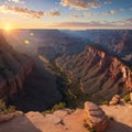 Panorama of Grand Canyon National Park at Powell Point at sunset, Arizona, USA made with Generative AI Royalty Free Stock Photo