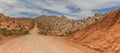 Panorama of a gravel road in Los Cardones National Park Royalty Free Stock Photo