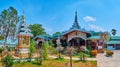 The Viharn, garden and small shrine of Wat Chong Kham Temple, Mae Hong Son, Thailand Royalty Free Stock Photo