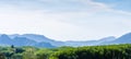 Panorama of green hill mountain view Royalty Free Stock Photo