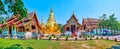 Panorama of Wat Phra Singh temple grounds, Chiang Mai, Thailand Royalty Free Stock Photo