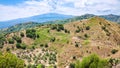 Panorama With Green Mountain Slope And Etna Mount