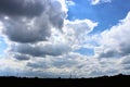 Panorama of grey clouds and industrial skyline