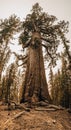 Panorama of The Grizzly Giant in Mariposa Grove Royalty Free Stock Photo