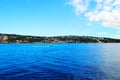 Panorama from the Gulf of Naples with a speedboat Royalty Free Stock Photo