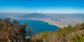 Panorama of the Gulf of Naples, with the Vesuvius volcano in the background Royalty Free Stock Photo