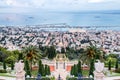 Panorama of Haifa - port and Bahai garden, Israel Royalty Free Stock Photo
