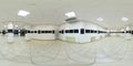 360 panorama in hall room of exhibition gallery with empty frames for paintings in equirectangular seamless spherical projection. Royalty Free Stock Photo