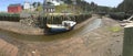 Panorama of Halls Harbour, Nova Scotia at low tide