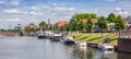 Panorama of the harbor and boulevard in the center of Harderwijk