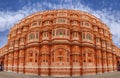 Panorama of Hawa Mahal Palace (Palace of Winds), famous landmark Royalty Free Stock Photo