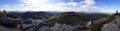 A Panorama at Hawksbill with a view of the Linville Gorge in North Carolina.