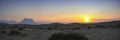 Panorama of a hazy sunset at Factory Butte in Utah Royalty Free Stock Photo