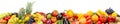 Panorama of healthy vegetables and fruits isolated on white back Royalty Free Stock Photo