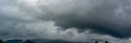 Panorama heavy clouds storm of rain on sky over rice field in rural Royalty Free Stock Photo