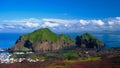 Panorama of Heimaey island and city, Vestmannaeyjar archipelago, Iceland Royalty Free Stock Photo