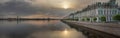 Panorama of the Hermitage and Palace embankment at dawn in Saint Petersburg