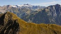 Panorama of high mountains in the alps on a sunny day in summer