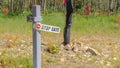 Panorama Hiking trails views with stop gate sign in Park City ski resort in summer Royalty Free Stock Photo