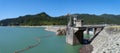 Panorama of the Hills Creek Dam near Oakridge, Oregon, USA