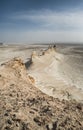 Panorama of hills and ridges with limestone and chalk slopes in the Kazakh steppe