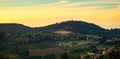 Panorama of the hills of San Gimignano, Tuscany in Italy.