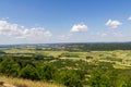 Panorama of hills and town Forchheim seen from mountain Walberla in Franconian Switzerland, Germany