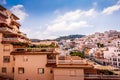 Panorama of hillside houses and apartments at the sunny Costa Tropical town of La Herradura, Granada, Spain Royalty Free Stock Photo