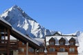 Panorama of the Hils and Hotels, Les Deux Alpes, France, French Royalty Free Stock Photo