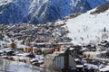 Panorama of the Hils and Hotels, Les Deux Alpes, France, French Royalty Free Stock Photo