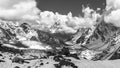 Panorama of Himalayan mountains on way to Everest, Nepal Royalty Free Stock Photo