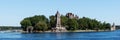 Panorama from the historic Boldt Castle in the 1000 Islands on Heart Island in St. Lawrence River