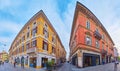 Panorama of historic Corso Giuseppe Mazzini street, Cremona, Italy